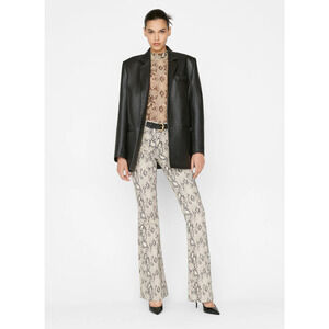 Frame Pants Women 33 Le High Flare Serpent Snakeskin Snake Print Raw Hem LHF403P